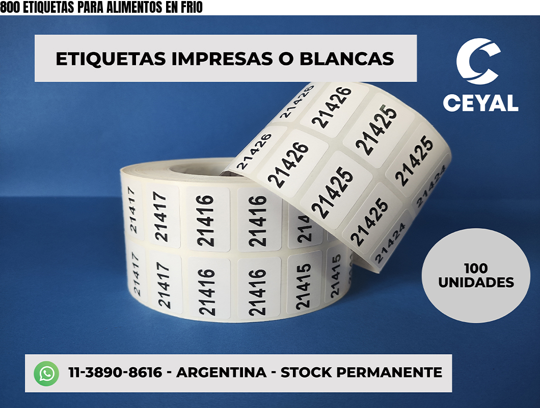 800 ETIQUETAS PARA ALIMENTOS EN FRIO