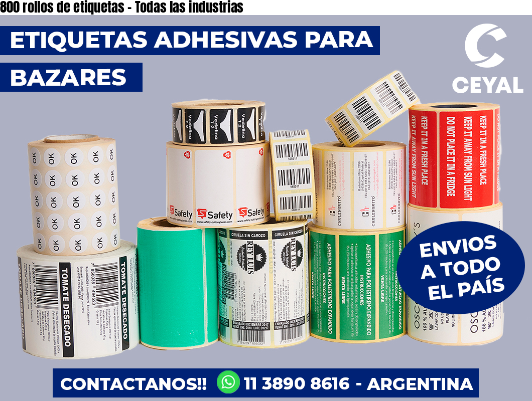 800 rollos de etiquetas - Todas las industrias