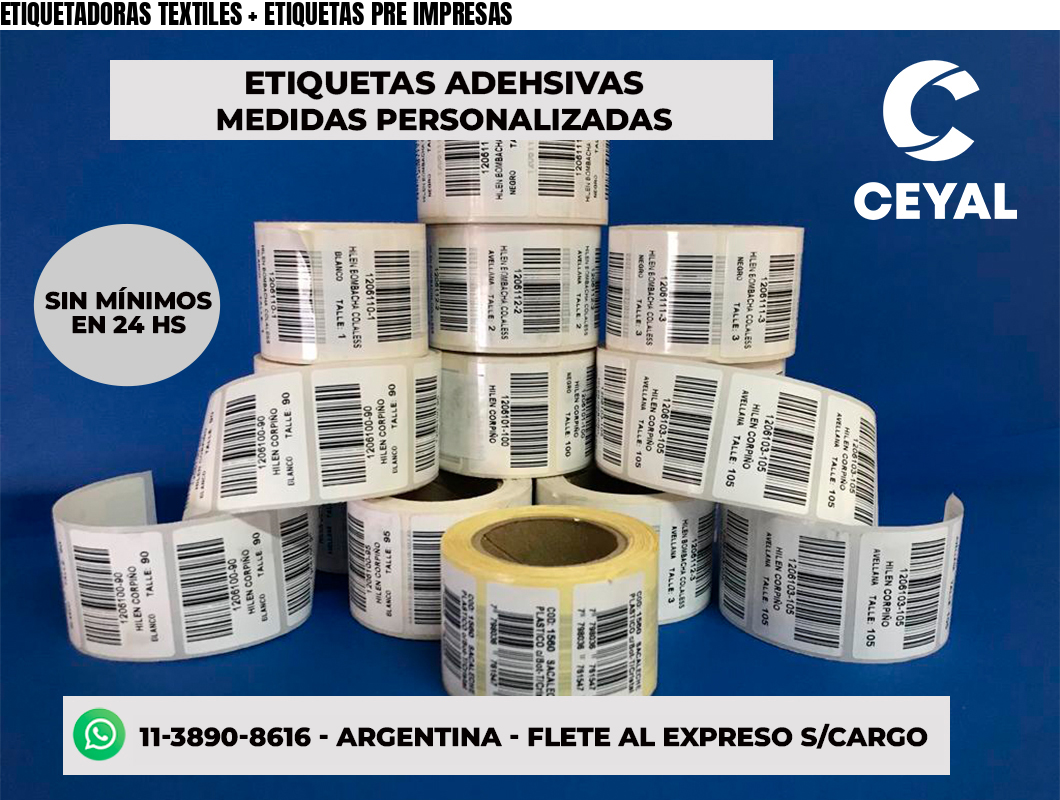ETIQUETADORAS TEXTILES + ETIQUETAS PRE IMPRESAS