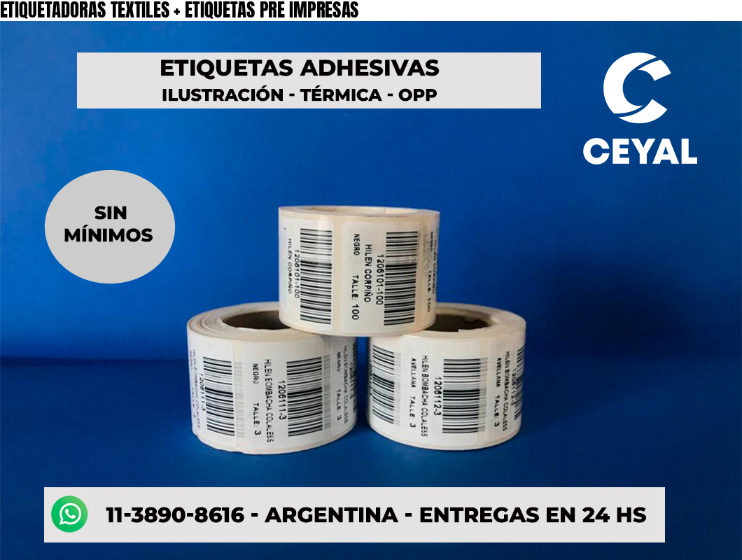 ETIQUETADORAS TEXTILES + ETIQUETAS PRE IMPRESAS