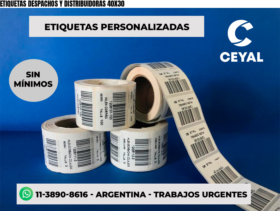 ETIQUETAS DESPACHOS Y DISTRIBUIDORAS 40X30