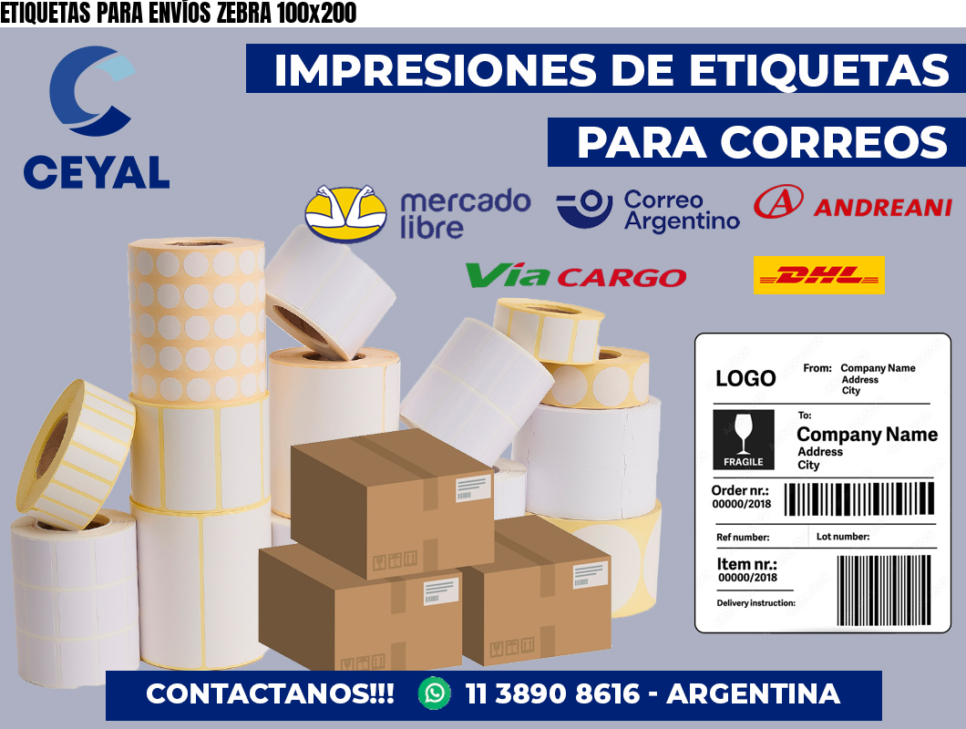 ETIQUETAS PARA ENVÍOS ZEBRA 100×200