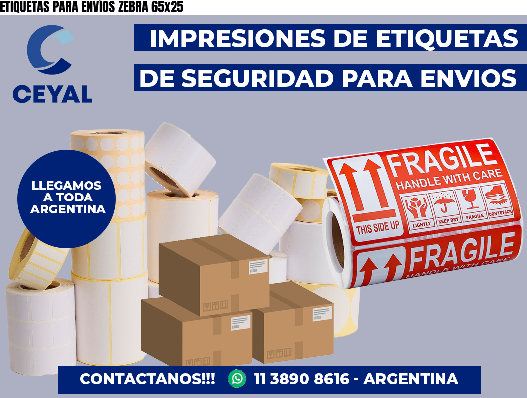 ETIQUETAS PARA ENVÍOS ZEBRA 65×25