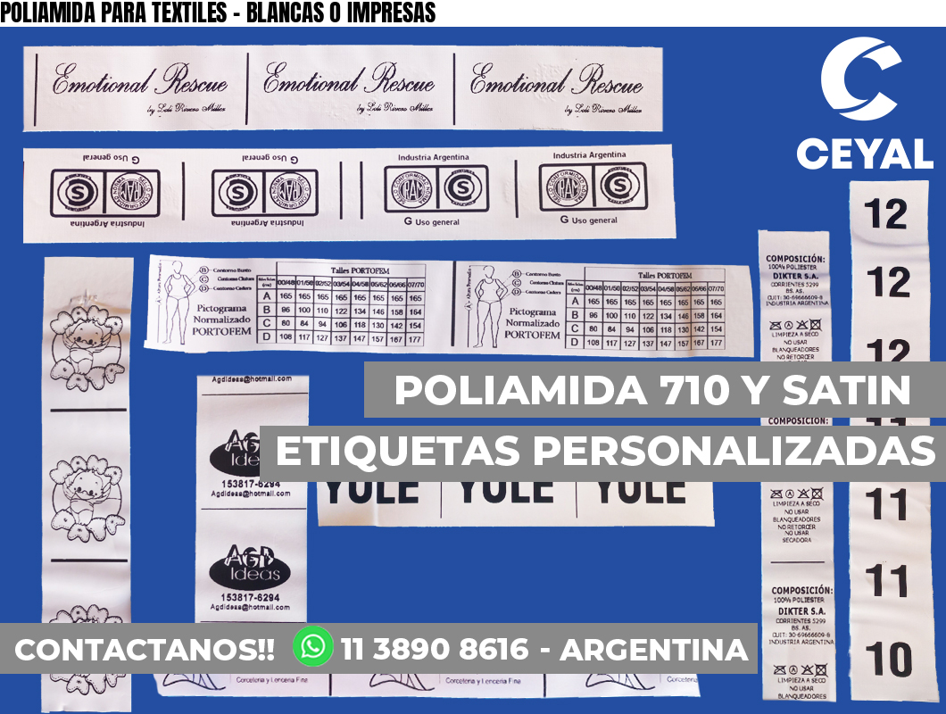 POLIAMIDA PARA TEXTILES – BLANCAS O IMPRESAS