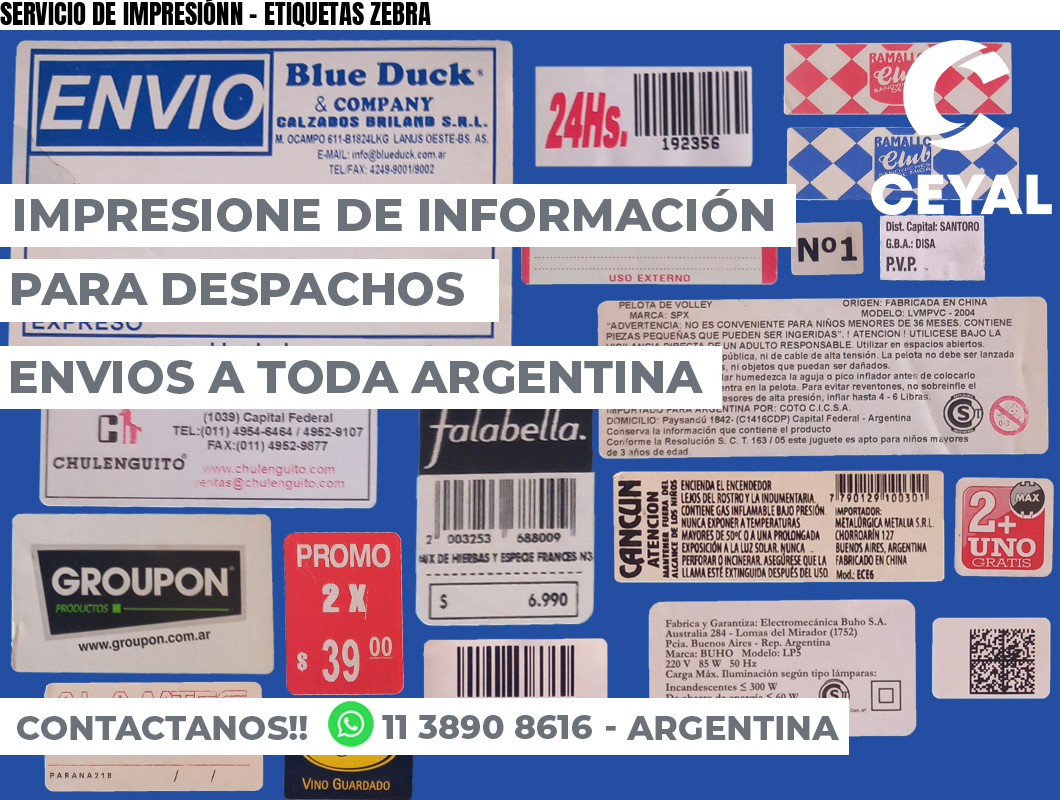 SERVICIO DE IMPRESIÓNN – ETIQUETAS ZEBRA