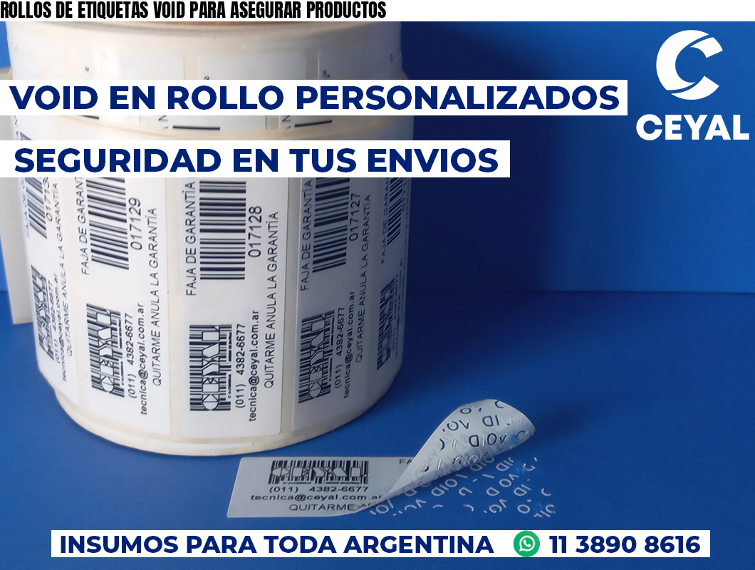 ROLLOS DE ETIQUETAS VOID PARA ASEGURAR PRODUCTOS