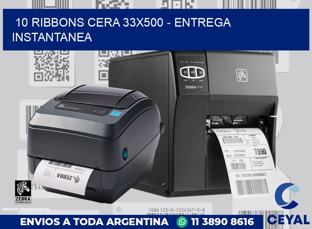 10 Ribbons cera 33x500 - entrega instantanea