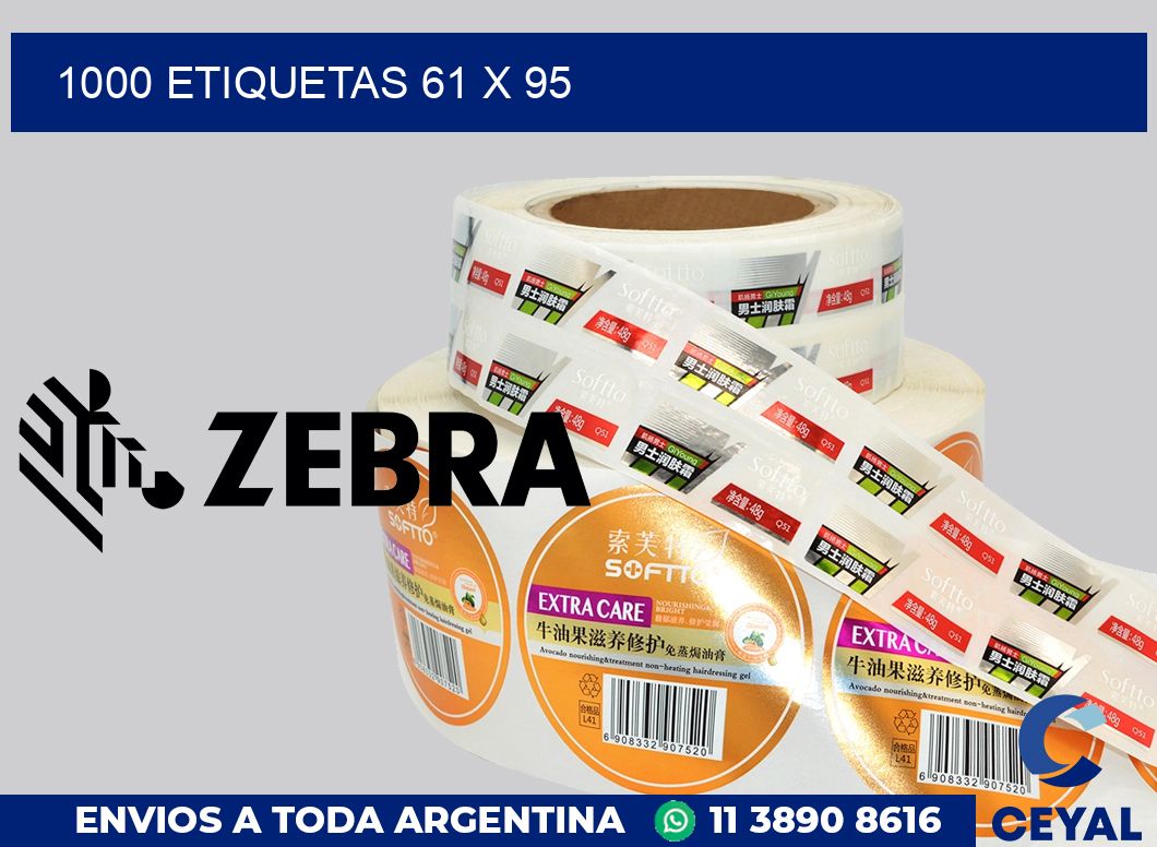 1000 etiquetas 61 x 95