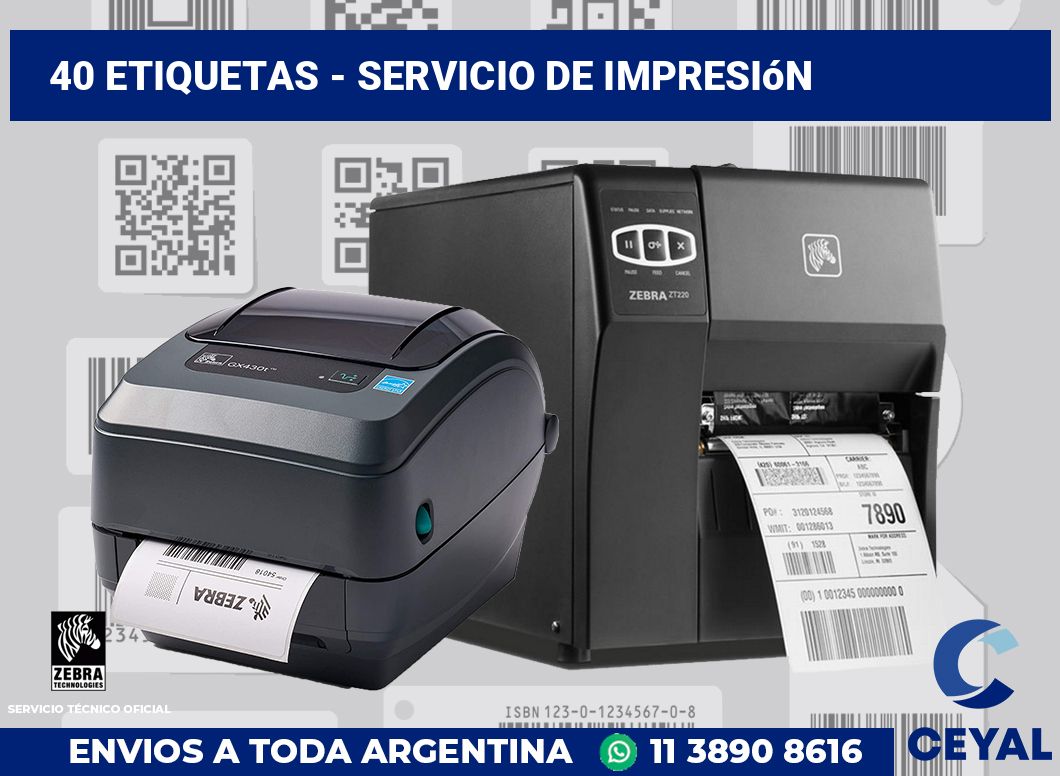 40 etiquetas - servicio de impresión