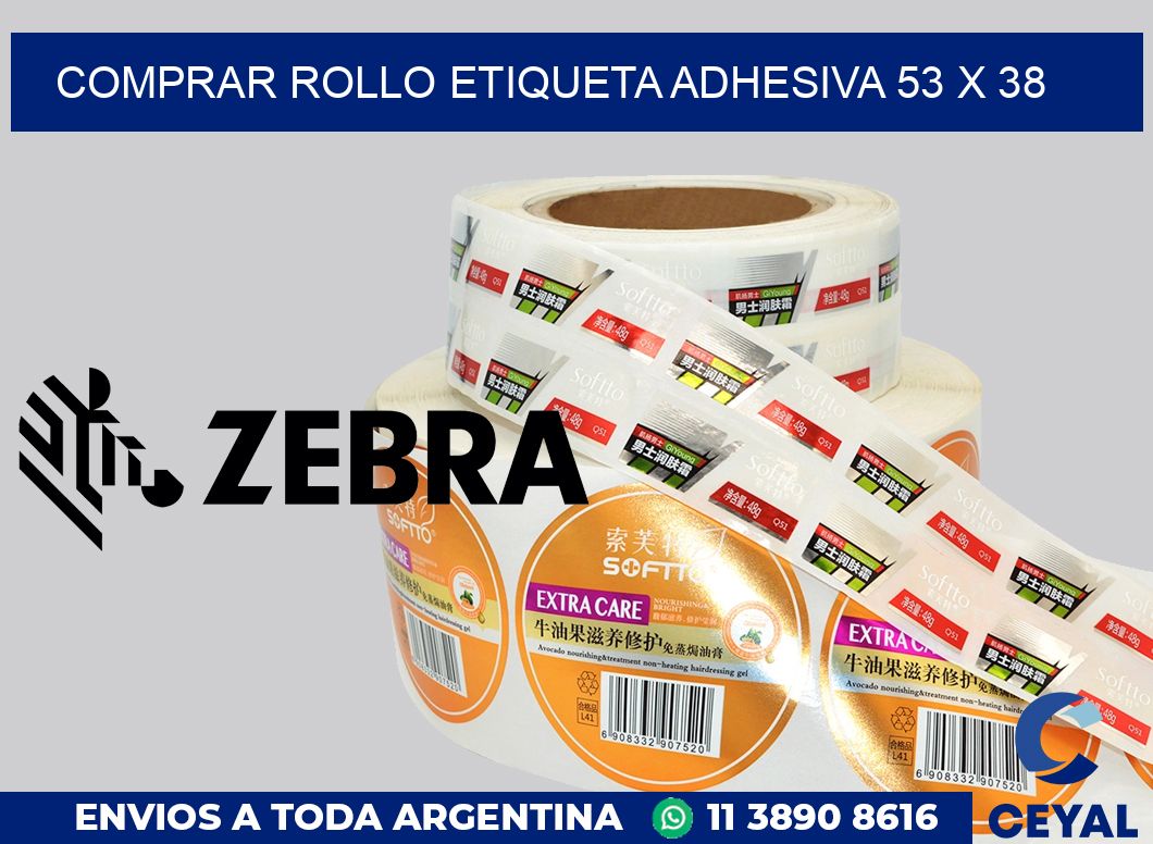 Comprar rollo etiqueta adhesiva 53 x 38