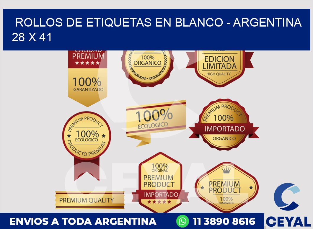 Rollos de etiquetas en blanco - Argentina 28 x 41