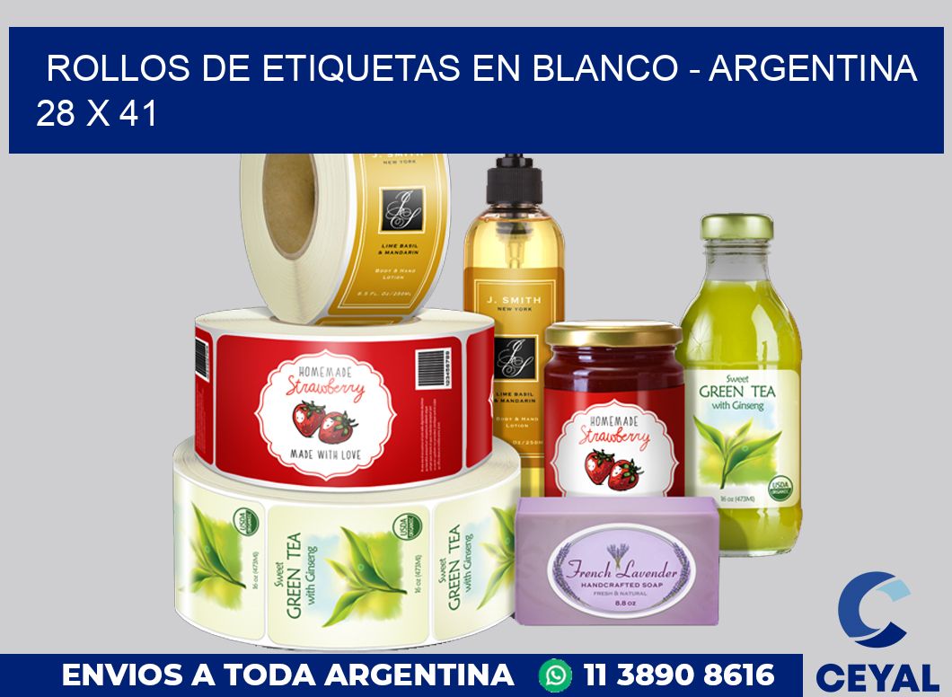 Rollos de etiquetas en blanco – Argentina 28 x 41