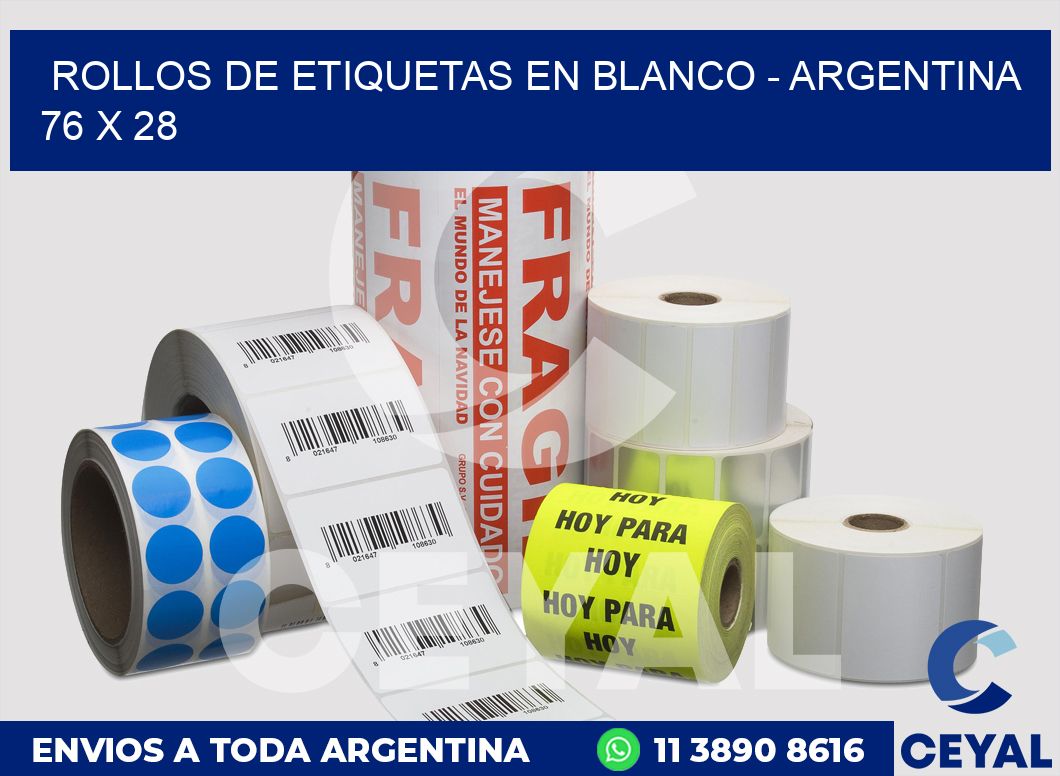 Rollos de etiquetas en blanco - Argentina 76 x 28
