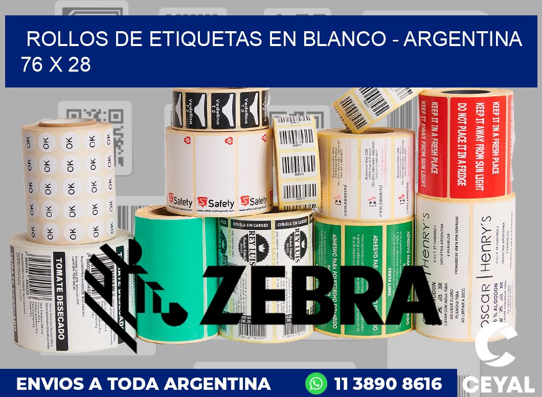 Rollos de etiquetas en blanco - Argentina 76 x 28