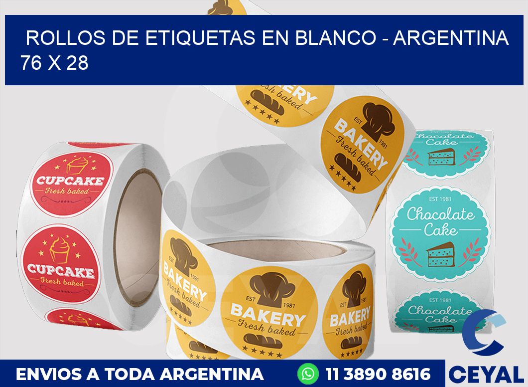 Rollos de etiquetas en blanco – Argentina 76 x 28