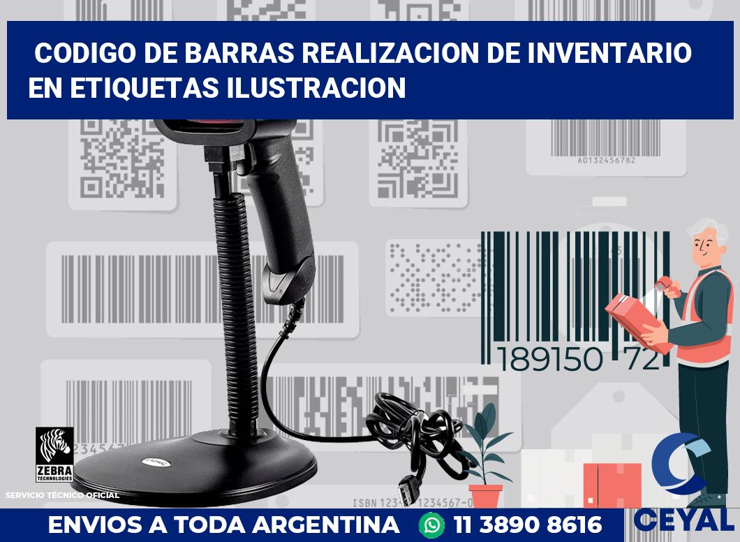 codigo de barras realizacion de inventario  en etiquetas ilustracion