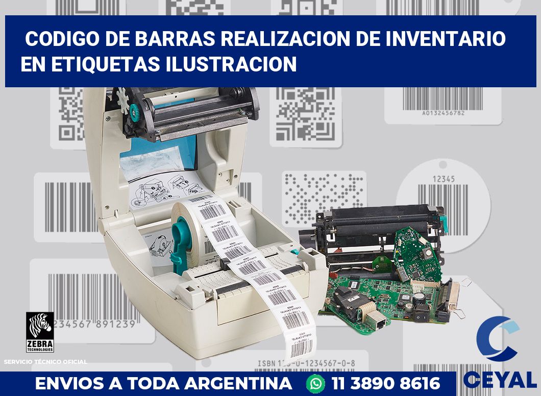 codigo de barras realizacion de inventario  en etiquetas ilustracion