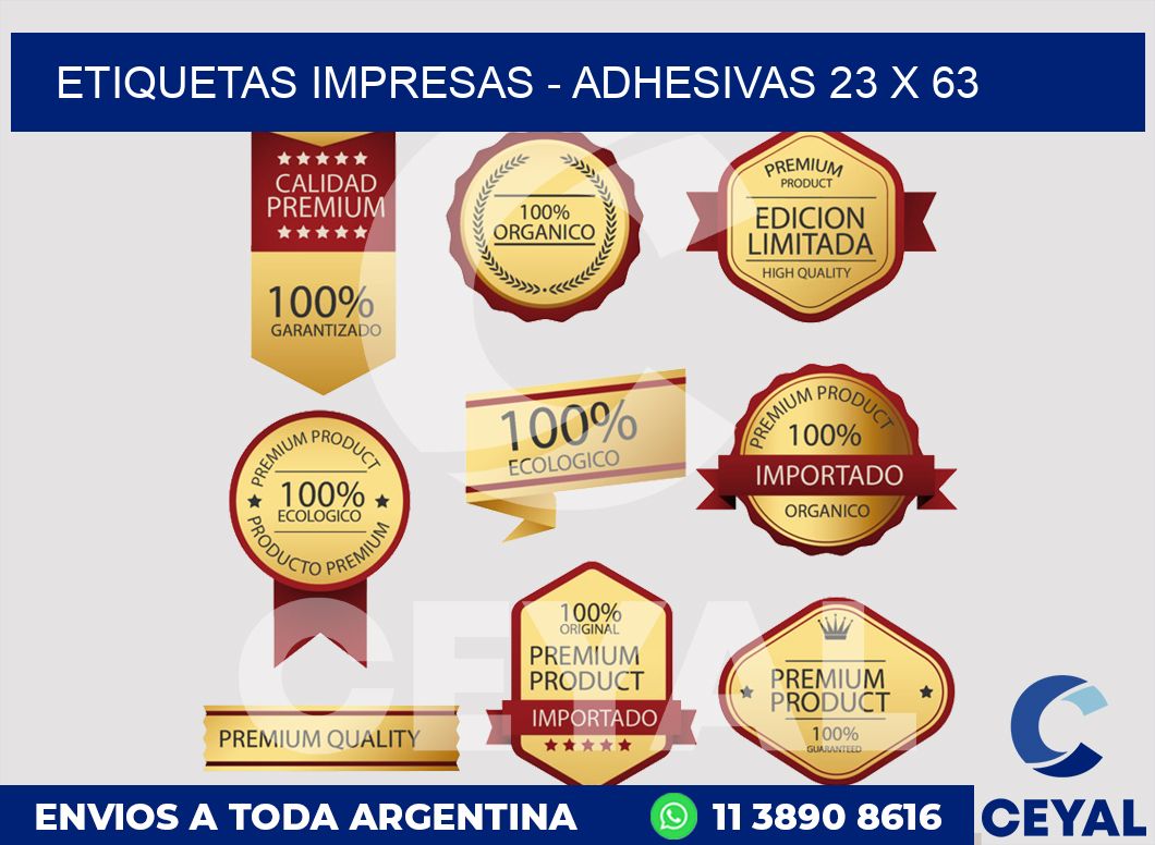 etiquetas impresas - Adhesivas 23 x 63