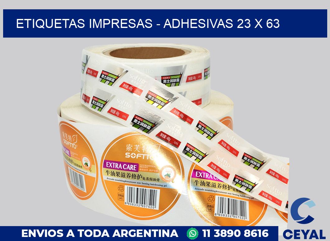 etiquetas impresas – Adhesivas 23 x 63