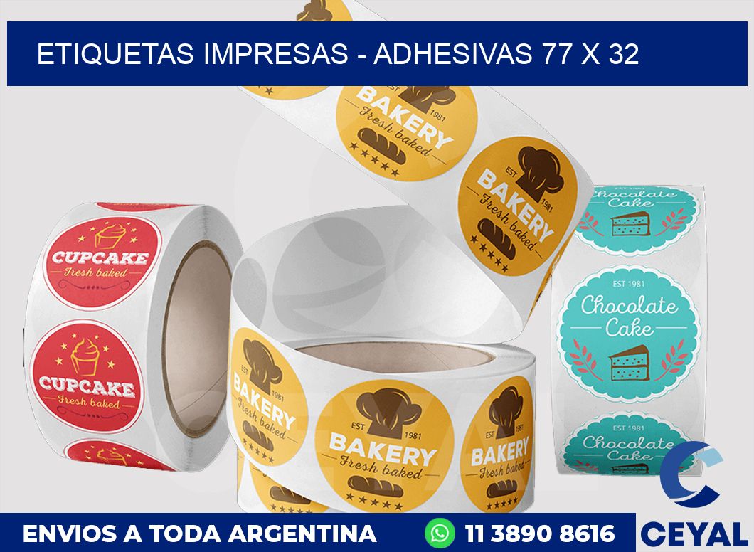etiquetas impresas - Adhesivas 77 x 32