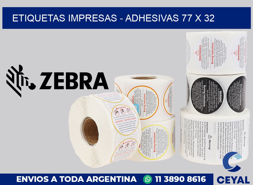 etiquetas impresas - Adhesivas 77 x 32