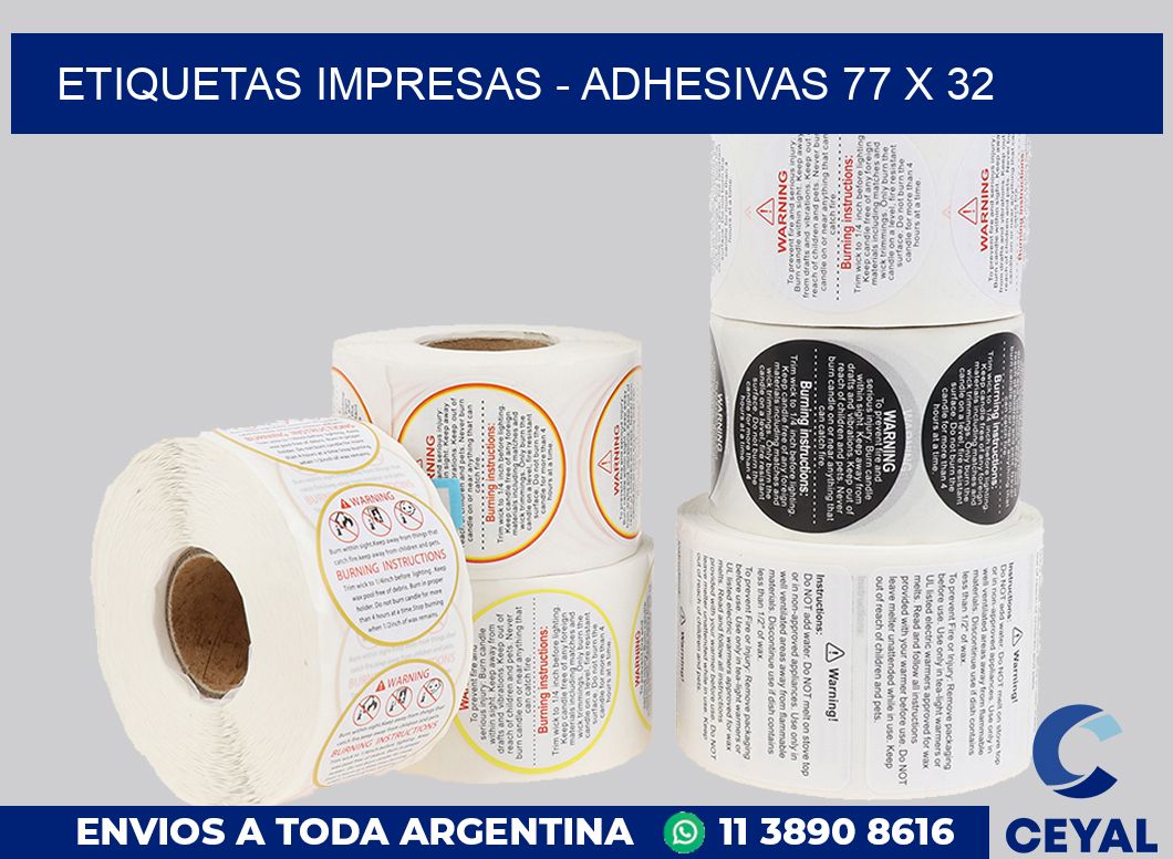 etiquetas impresas – Adhesivas 77 x 32