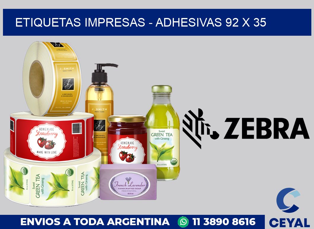 etiquetas impresas - Adhesivas 92 x 35
