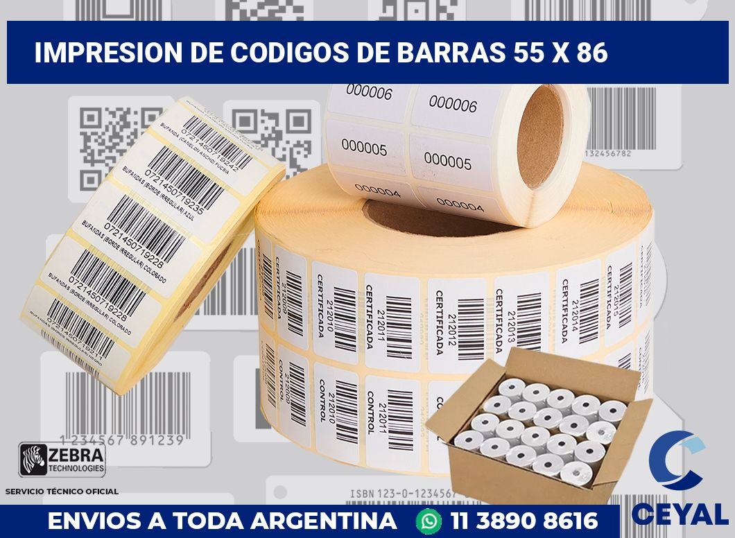 impresion de codigos de barras 55 x 86