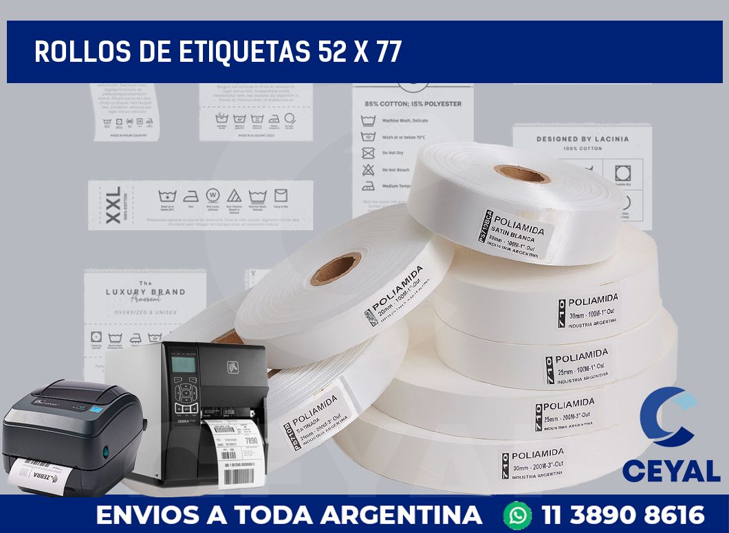 rollos de etiquetas 52 x 77