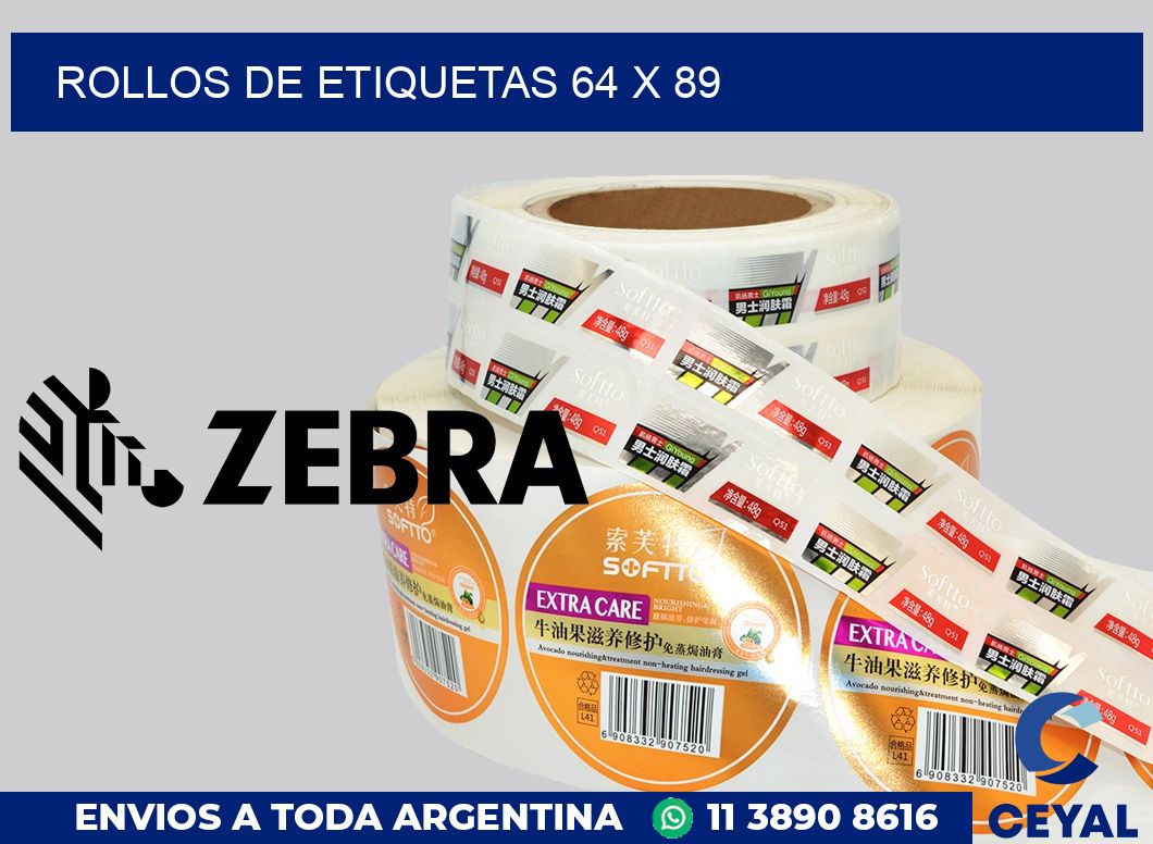 rollos de etiquetas 64 x 89