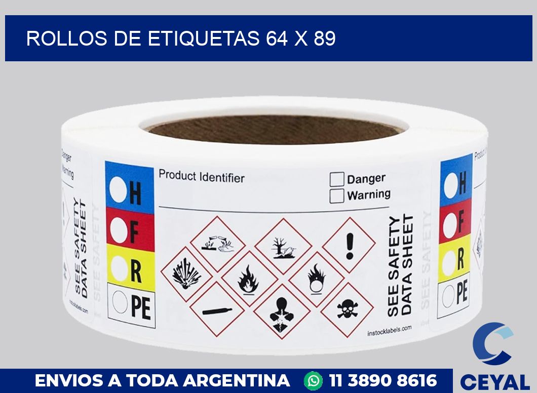 rollos de etiquetas 64 x 89