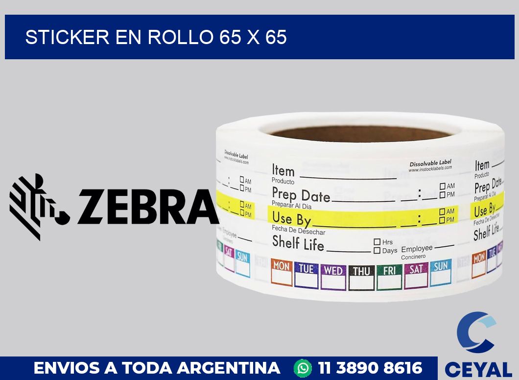 sticker en rollo 65 x 65