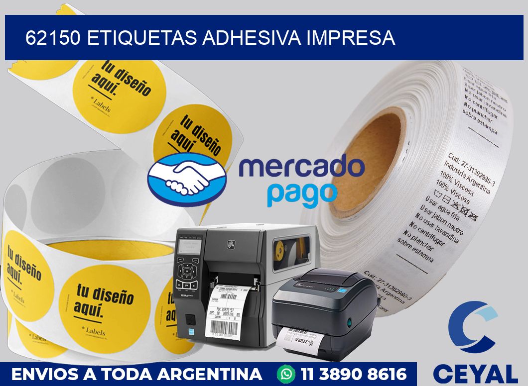 62150 etiquetas adhesiva impresa