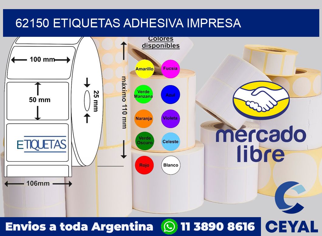 62150 etiquetas adhesiva impresa
