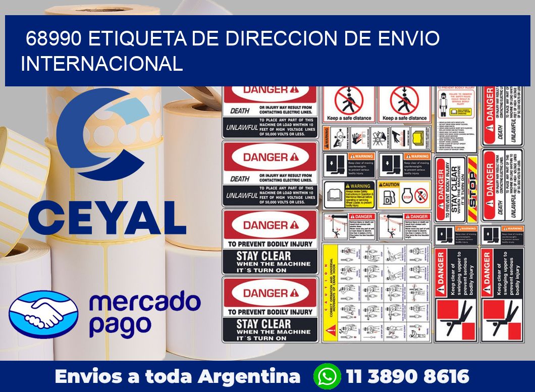 68990 Etiqueta de direccion de envio internacional