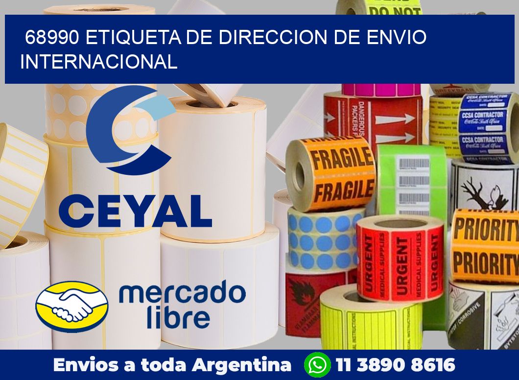 68990 Etiqueta de direccion de envio internacional