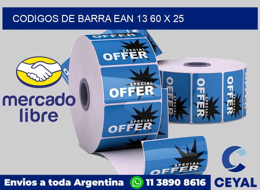 Codigos de barra EAN 13 60 x 25