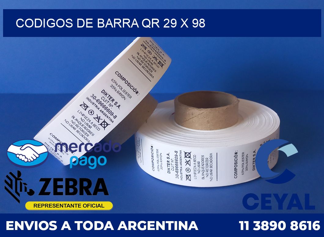 Codigos de barra QR 29 x 98