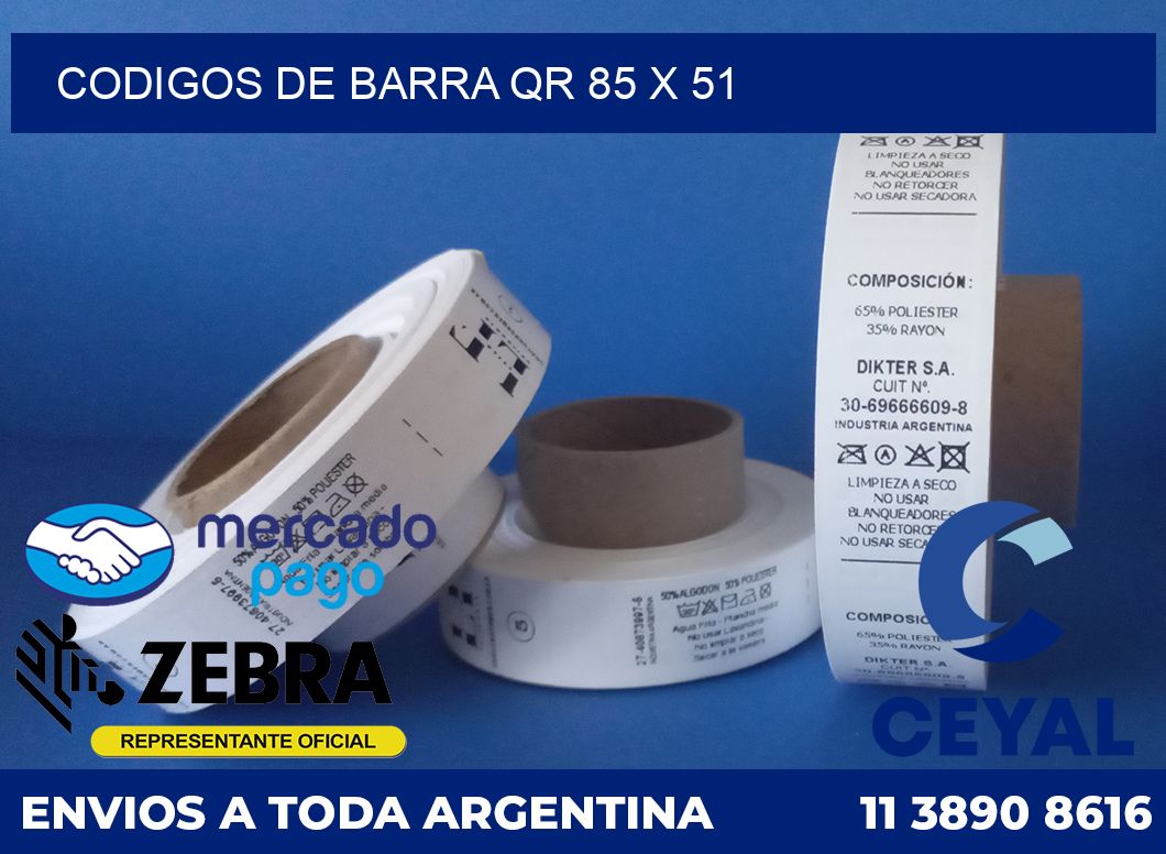 Codigos de barra QR 85 x 51