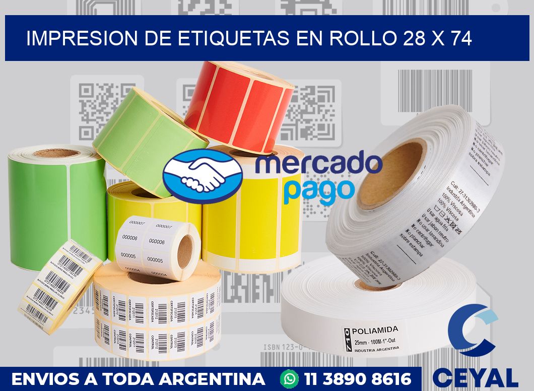 Impresion de etiquetas en rollo 28 x 74