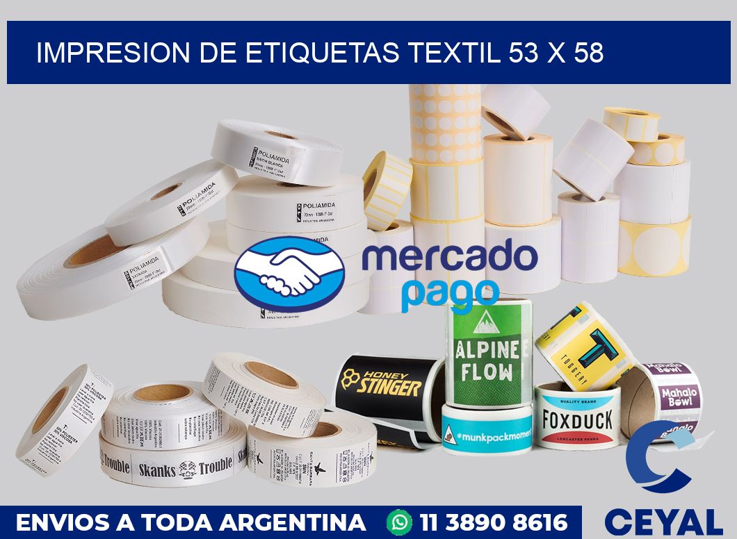 Impresion de etiquetas textil 53 x 58
