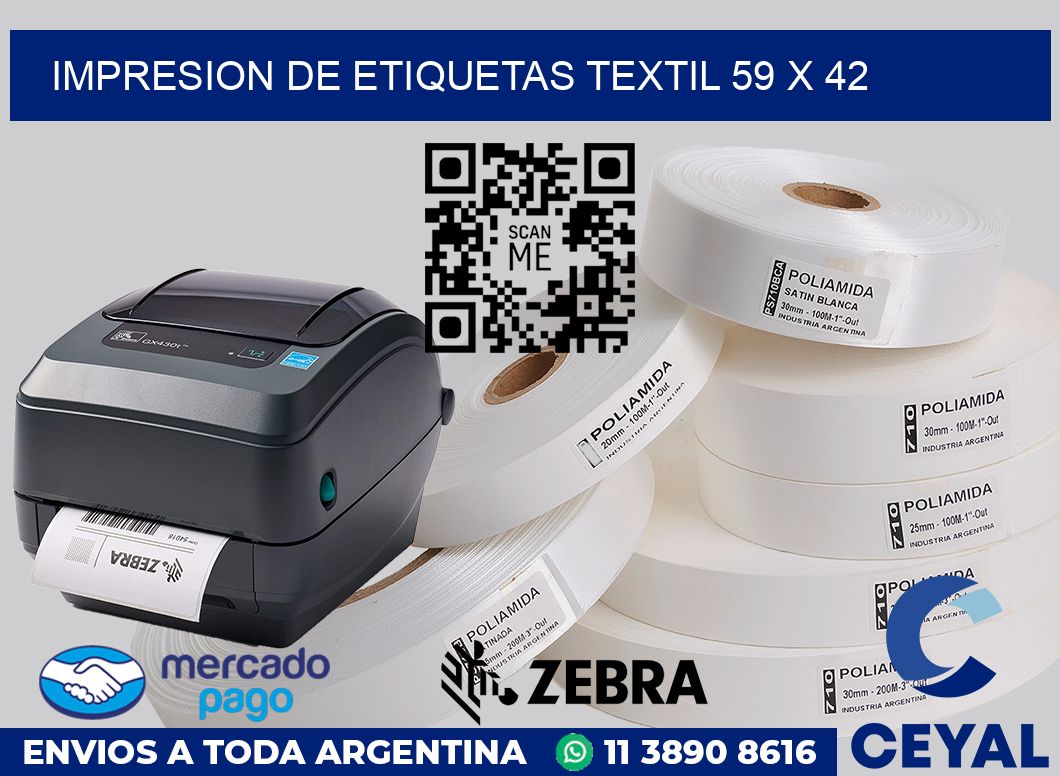 Impresion de etiquetas textil 59 x 42