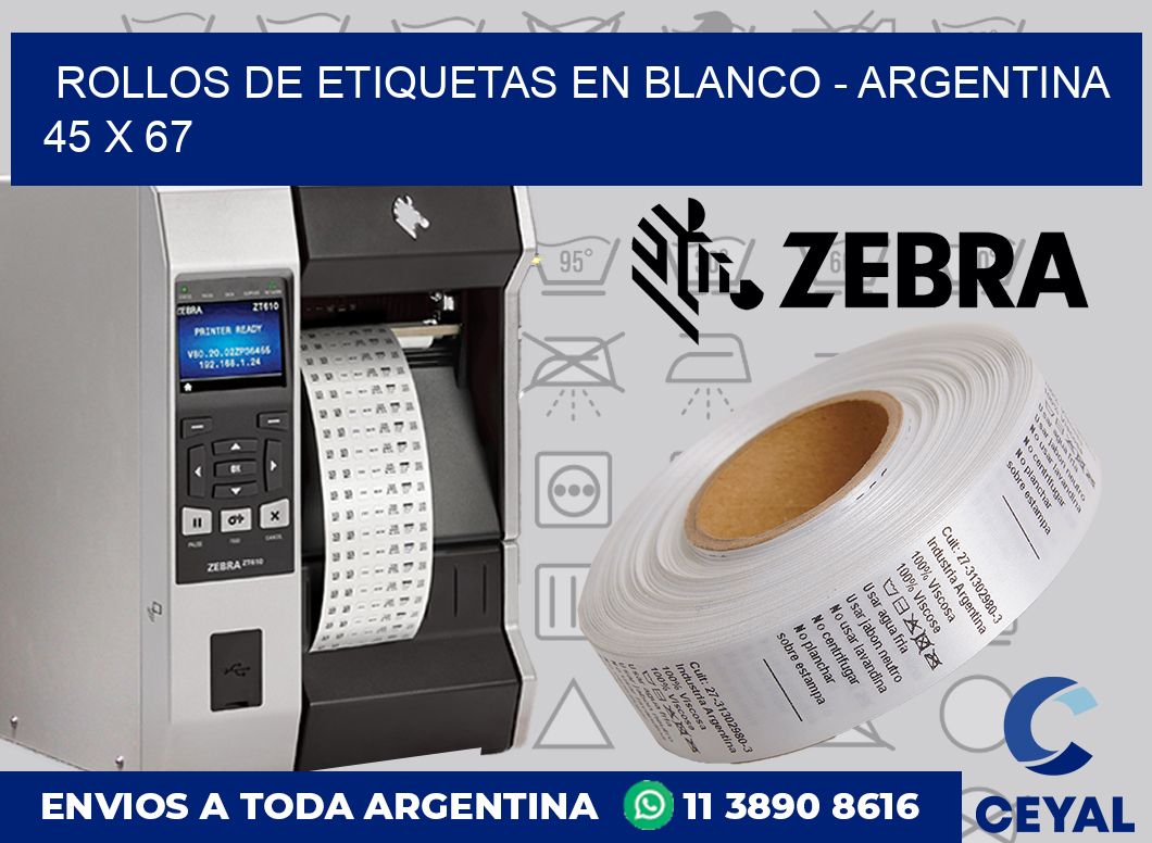 Rollos de etiquetas en blanco – Argentina 45 x 67