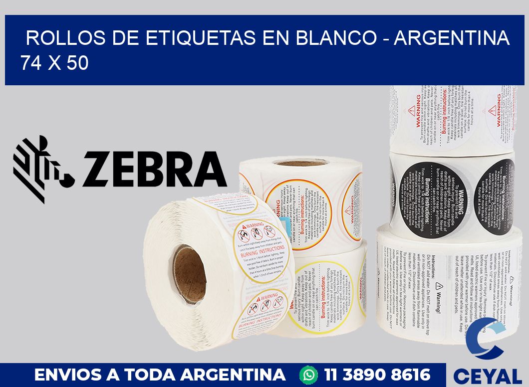Rollos de etiquetas en blanco - Argentina 74 x 50