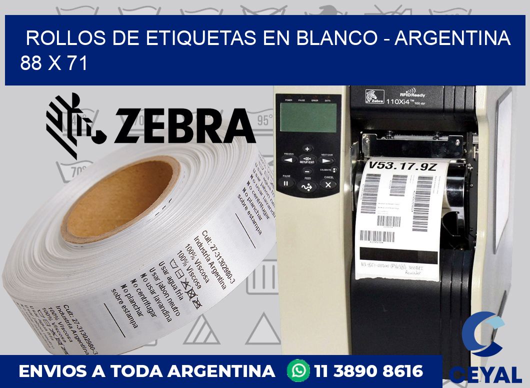 Rollos de etiquetas en blanco – Argentina 88 x 71
