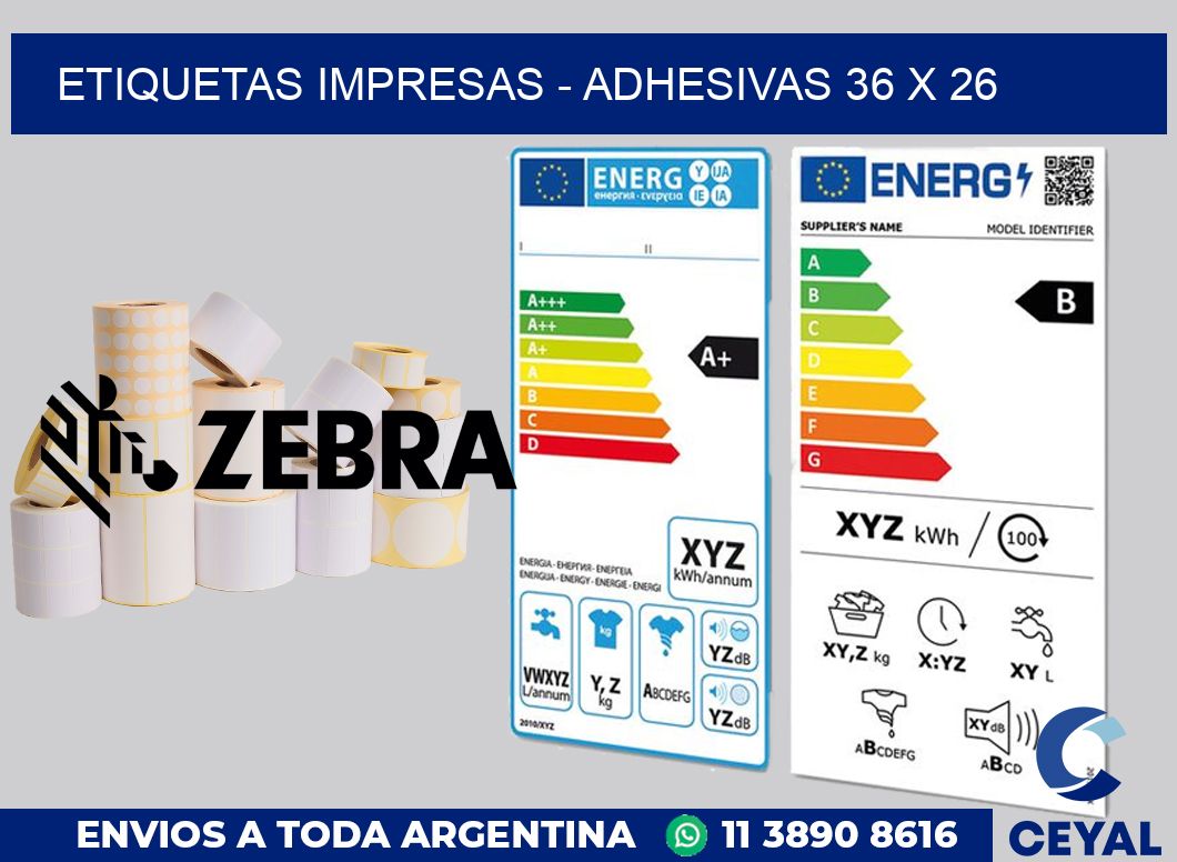 etiquetas impresas - Adhesivas 36 x 26
