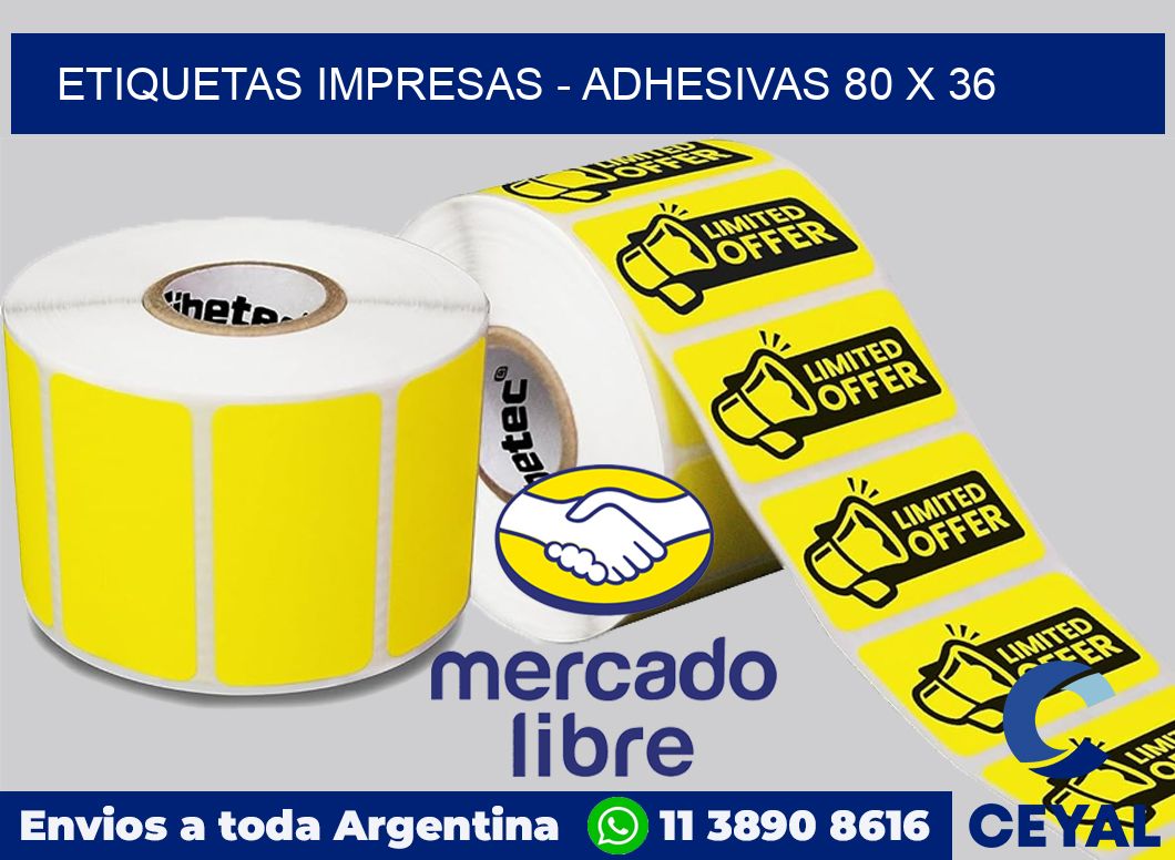 etiquetas impresas - Adhesivas 80 x 36
