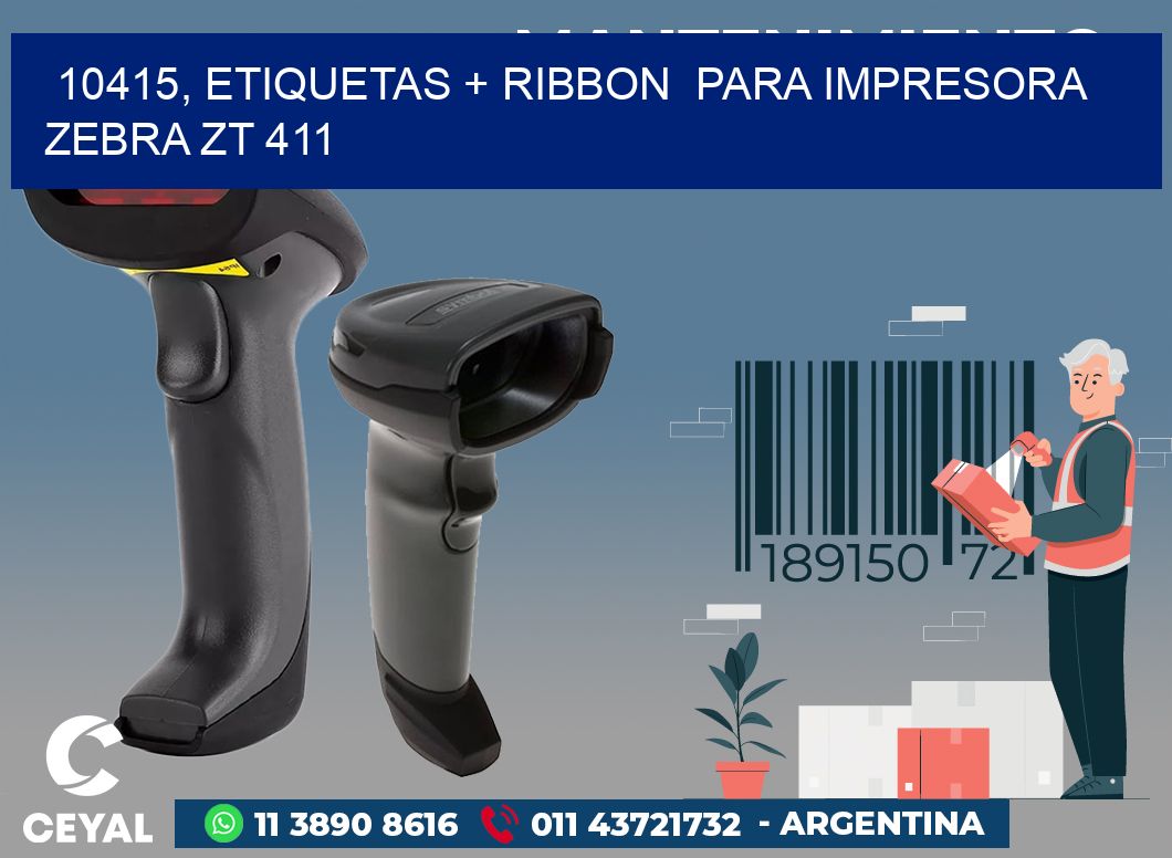 10415, etiquetas + ribbon para impresora zebra ZT 411