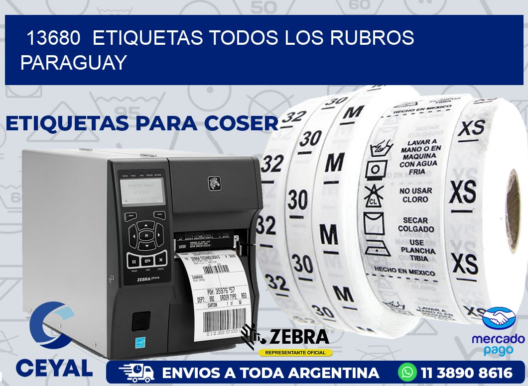 13680 ETIQUETAS TODOS LOS RUBROS PARAGUAY