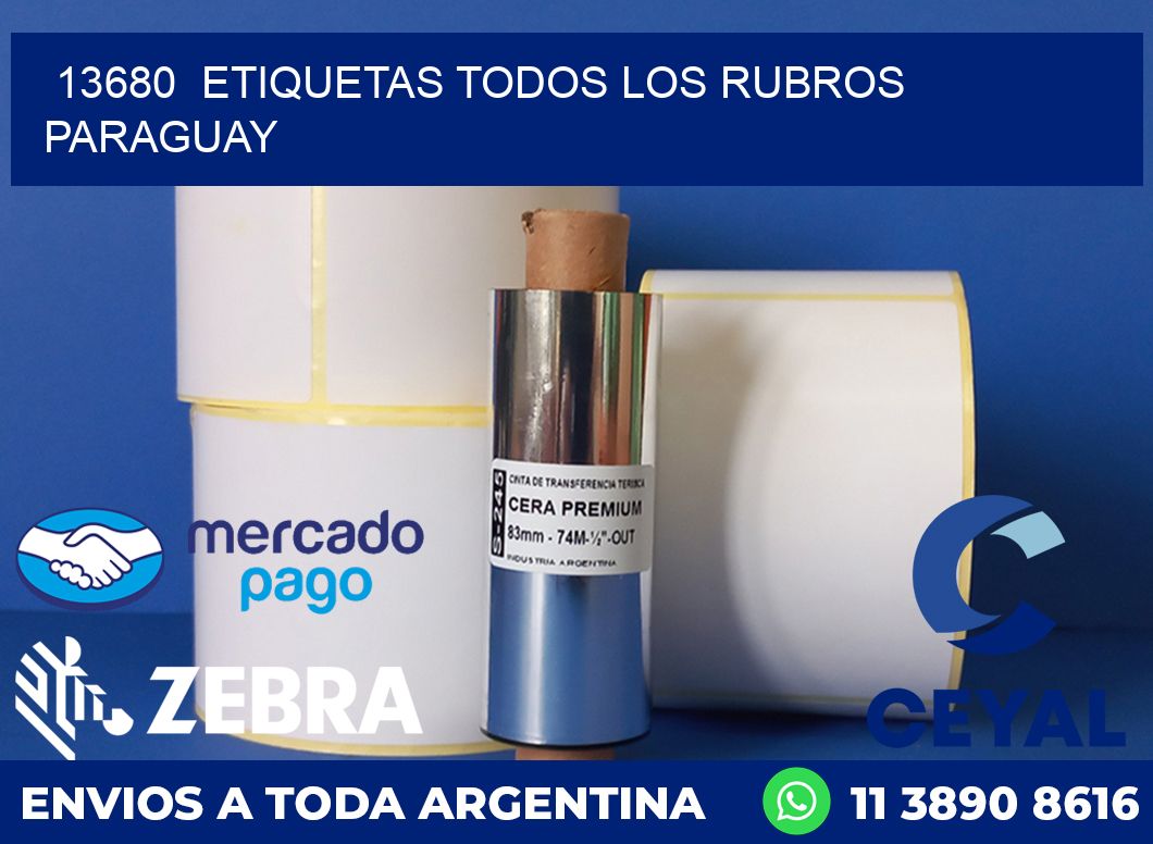 13680 ETIQUETAS TODOS LOS RUBROS PARAGUAY